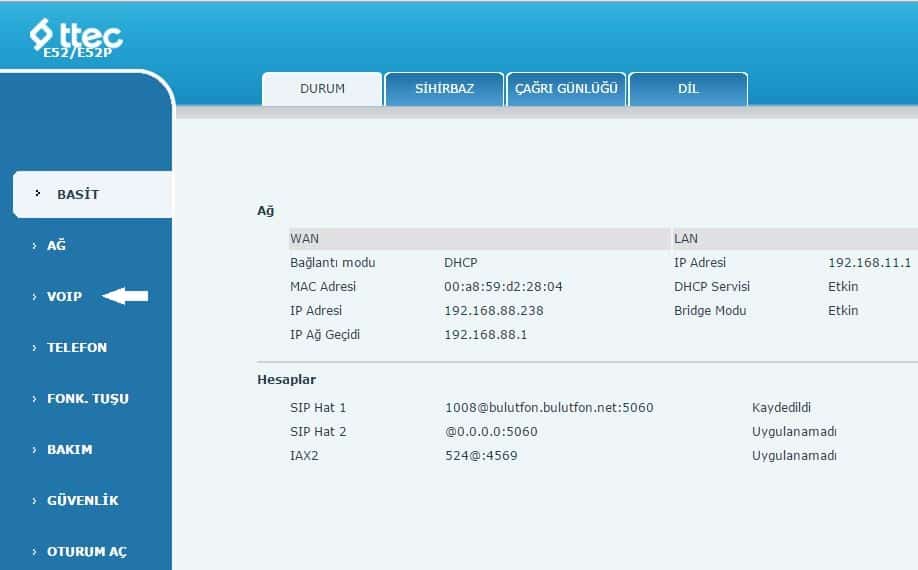 TTec E52 IP Telefon Kurulumu Ve Ayarları
