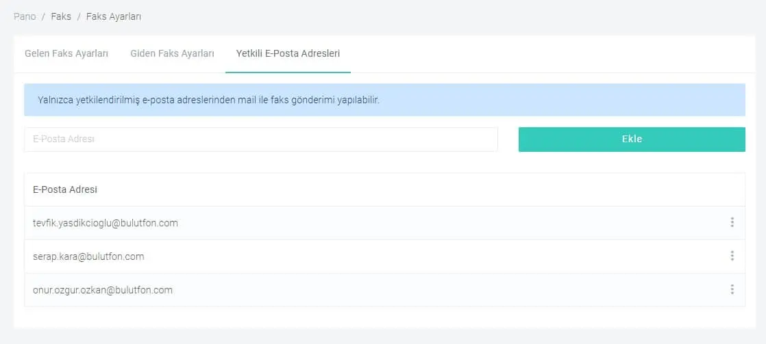 Faks Yetkili Epostaları