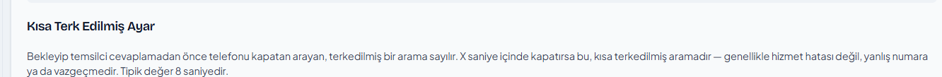 Çağrı metrik ayarları nasıl yapılır?