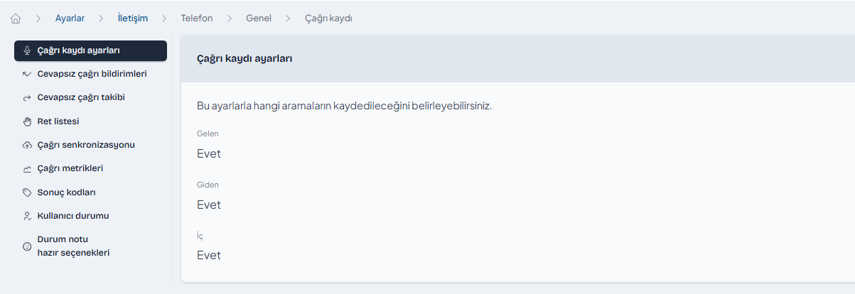 Çağrı metrik ayarları nasıl yapılır?