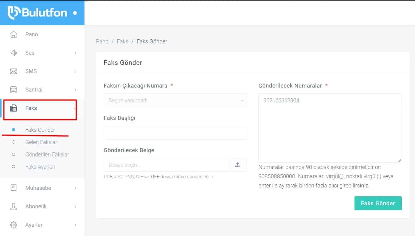 OIM > Faks > Faks Gönder