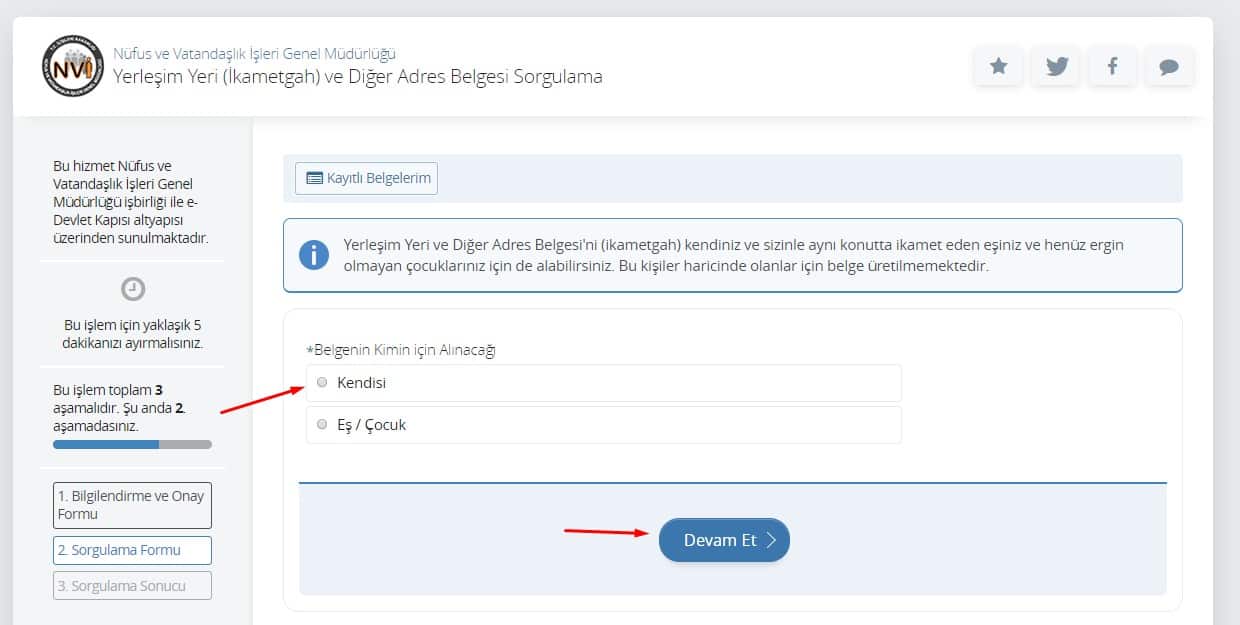 Abonelik için ikametgah belgesi alınması