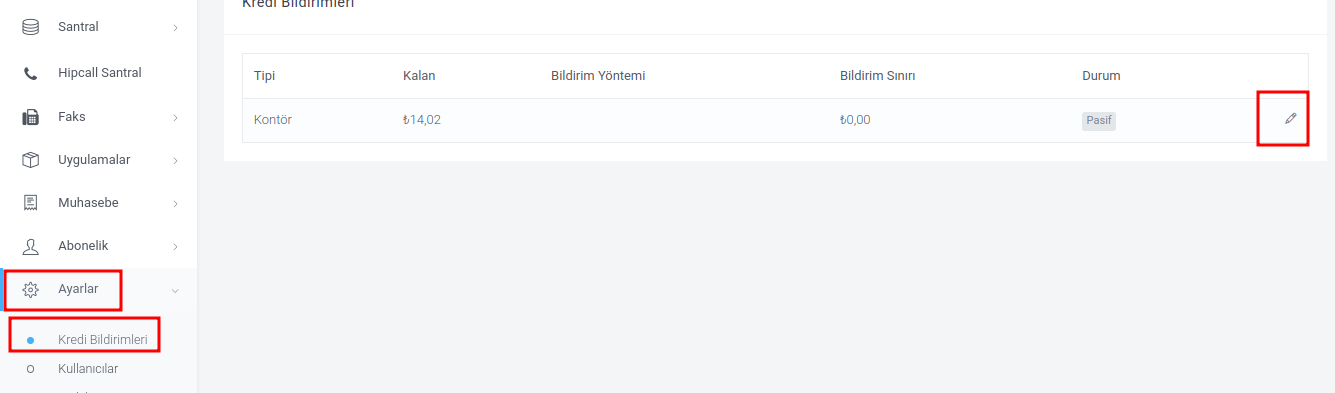 Kontör azaldı bildirimi ve otomatik kontör yükleme talimatı nasıl yapılır ?