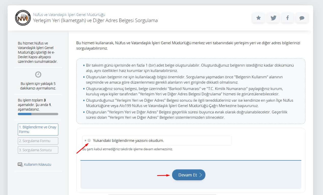 Abonelik için ikametgah belgesi alınması